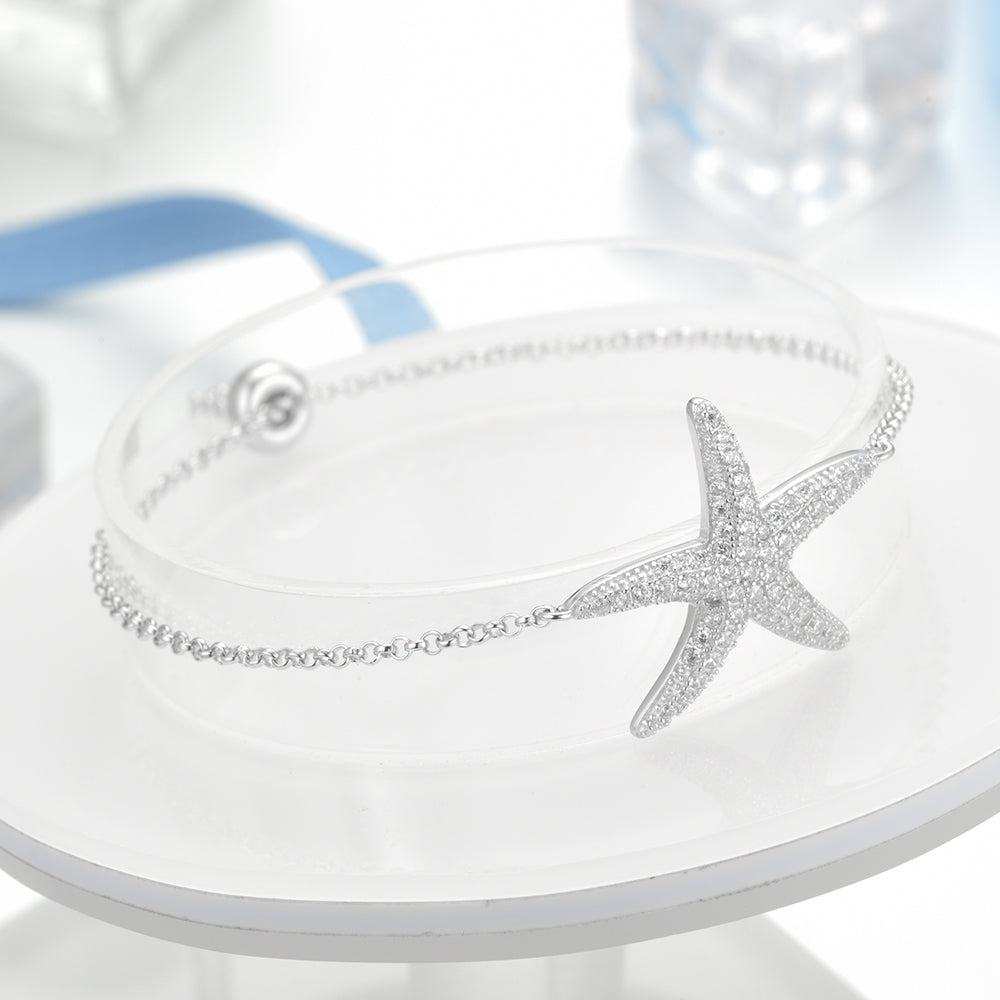 Silver Starfish Charm Bracelet for Women