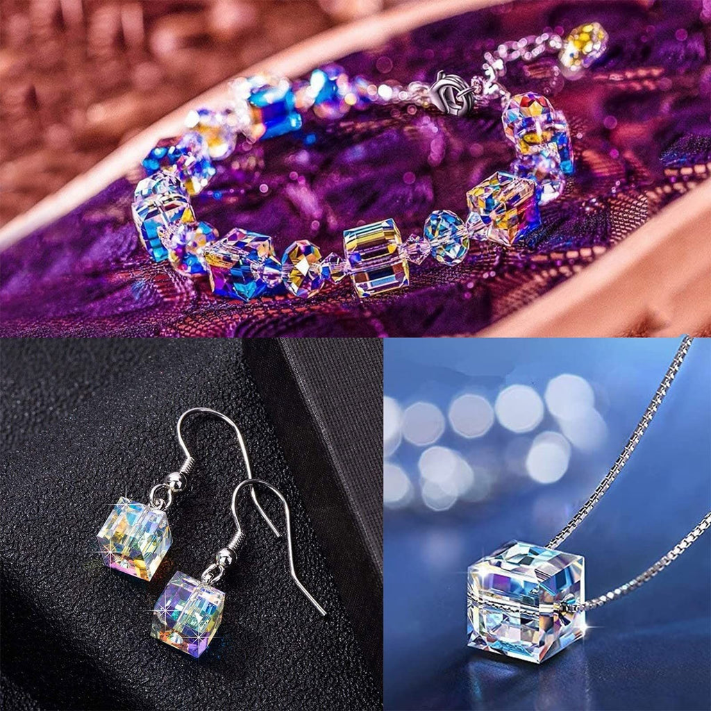 Crystal Pearl Jewelry Set – Bracelet, Necklace & Earrings