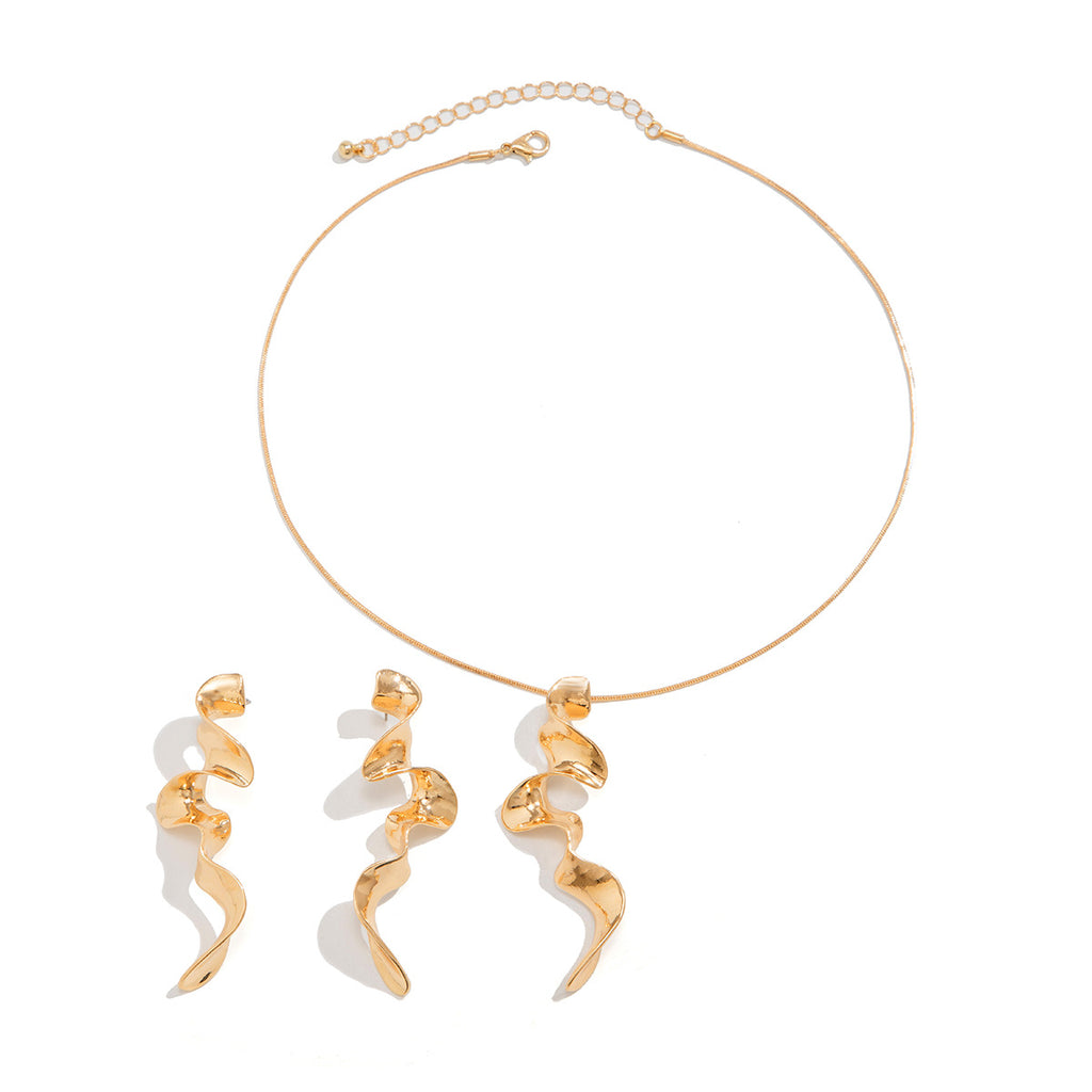 Geometric Spiral Liquid Metal Twist Necklace
