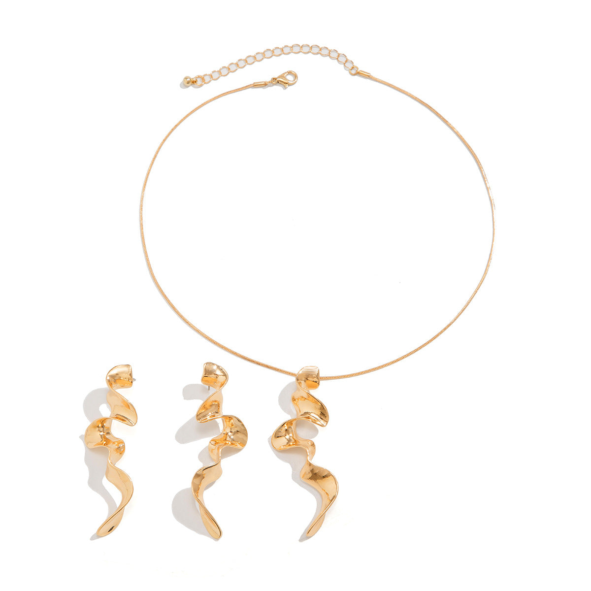 Geometric Spiral Liquid Metal Twist Necklace
