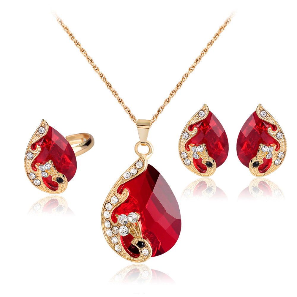 Fashion Necklace Set Creative New Multicolor Peacock Necklace Earring Set