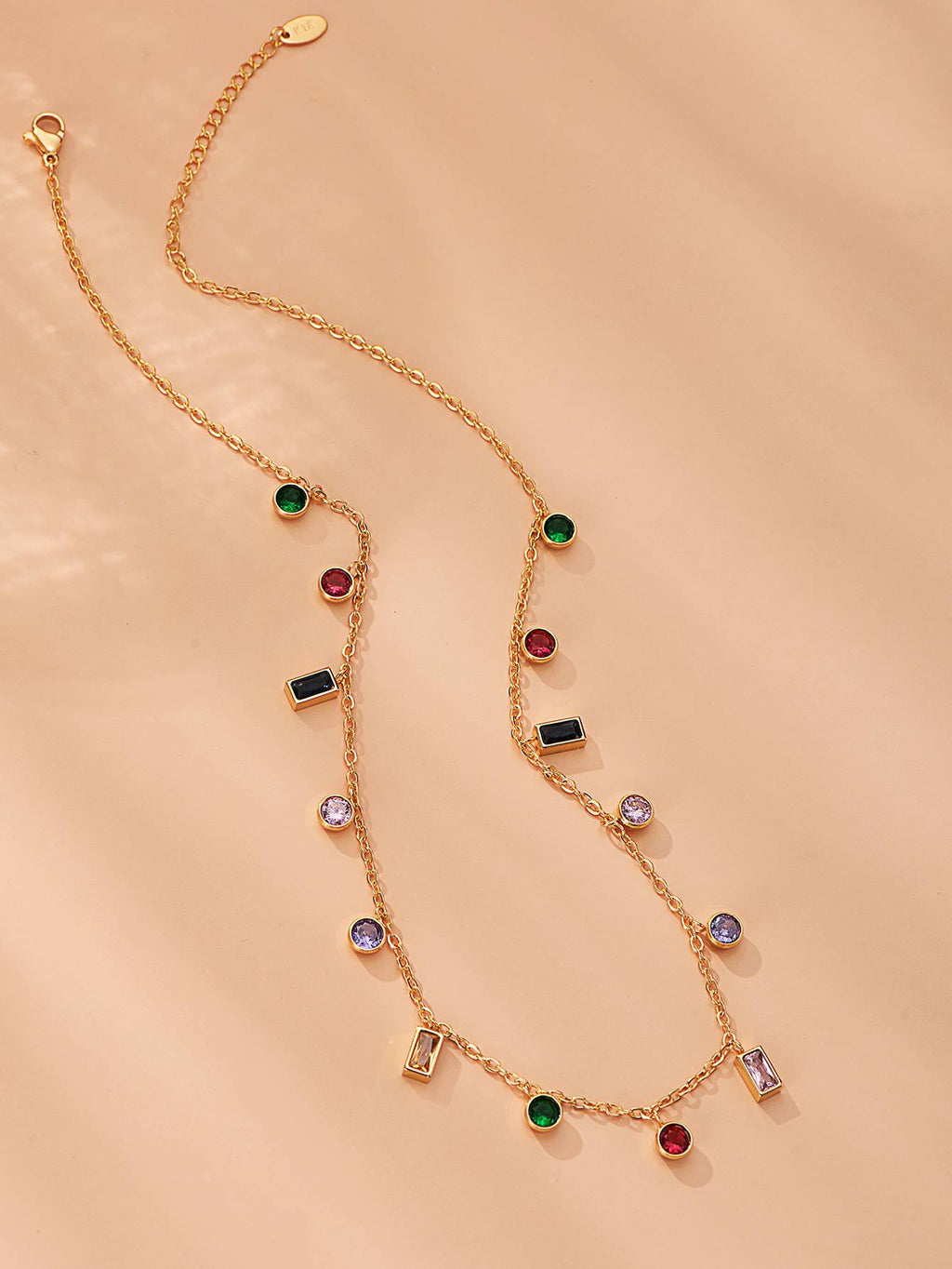 Colorful Zircon Geometric Circle Necklace