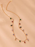 Colorful Zircon Geometric Circle Necklace