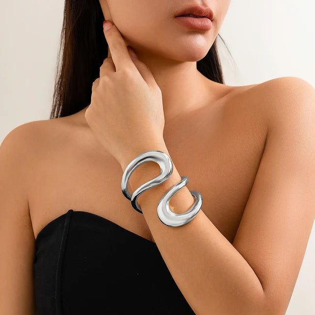 Steampunk Chunky Metal Cuff Bangle Bracelet