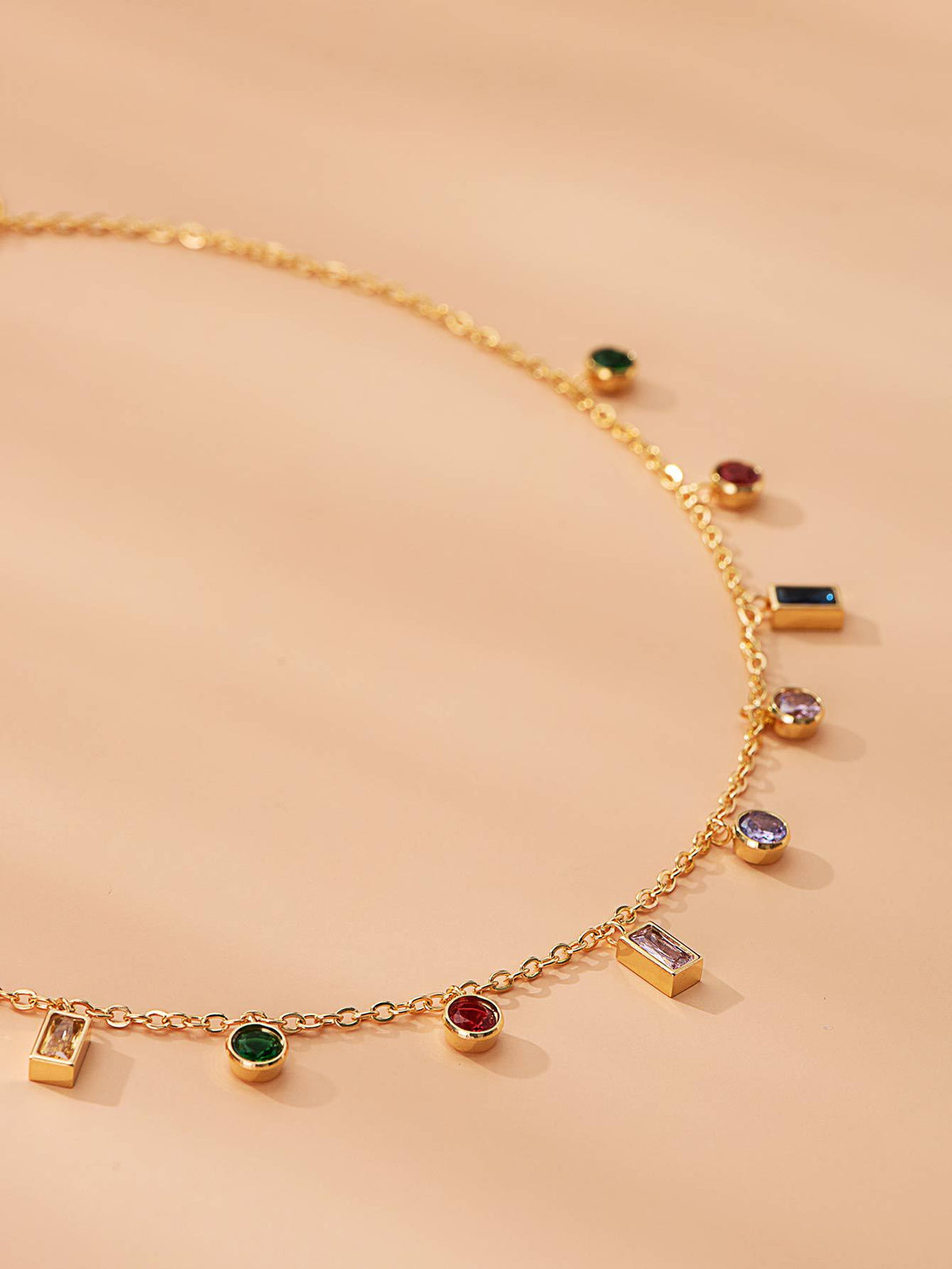 Colorful Zircon Geometric Circle Necklace