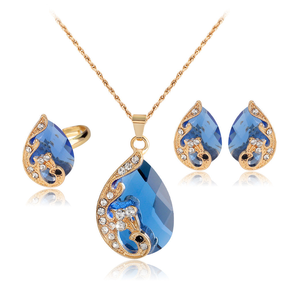Fashion Necklace Set Creative New Multicolor Peacock Necklace Earring Set