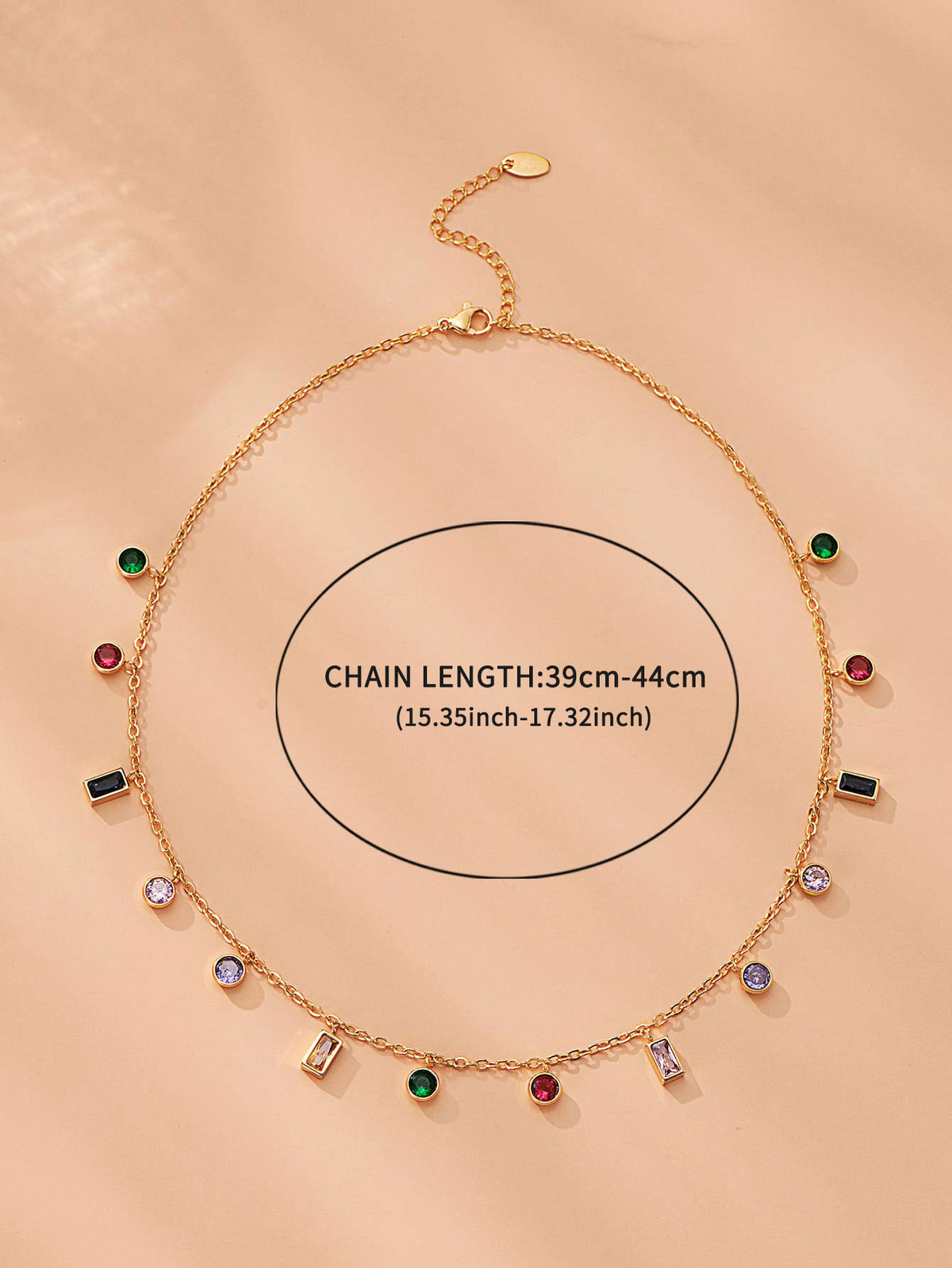 Colorful Zircon Geometric Circle Necklace