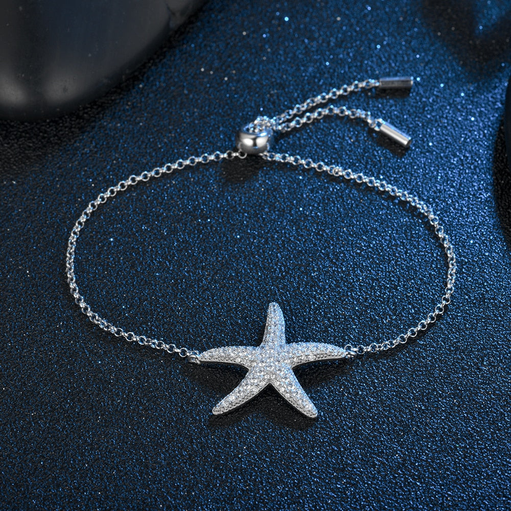 Silver Starfish Charm Bracelet for Women