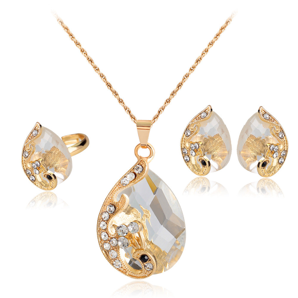 Fashion Necklace Set Creative New Multicolor Peacock Necklace Earring Set