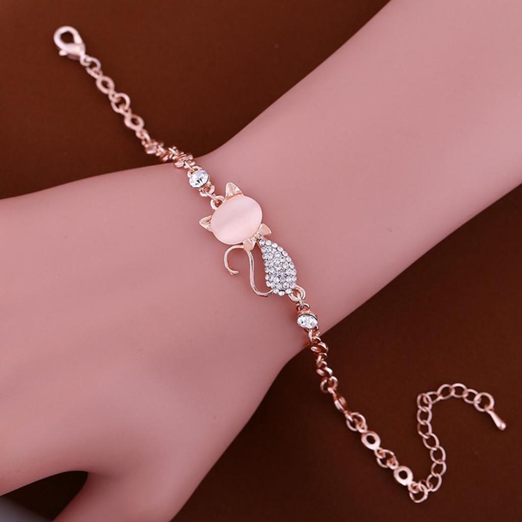 Lovely Cat Opal Rhinestone Bangle Bracelet