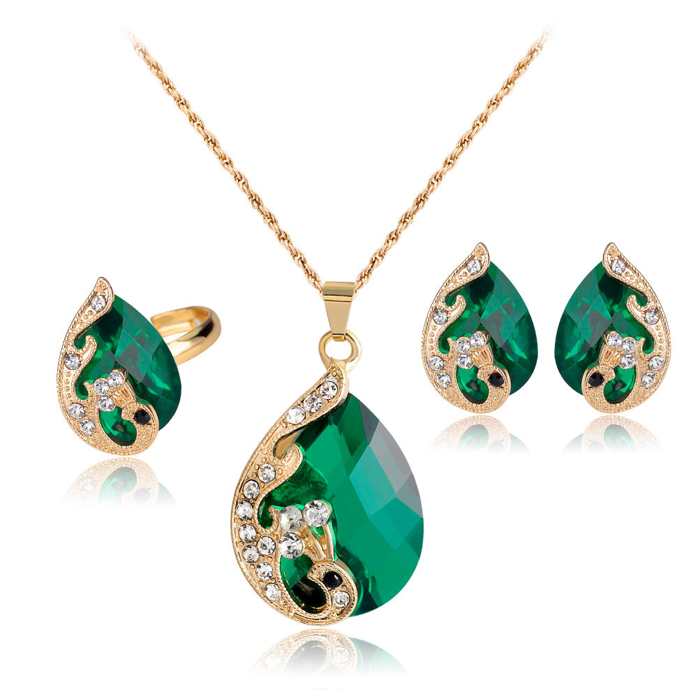 Fashion Necklace Set Creative New Multicolor Peacock Necklace Earring Set