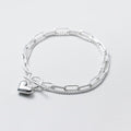 925 Sterling Silver Romantic Heart Double Layer Bracelet