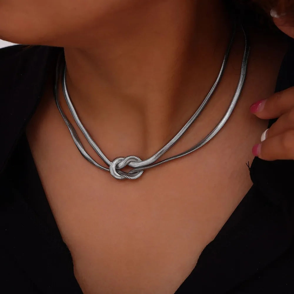 Titanium Steel Knot Pendant Necklace