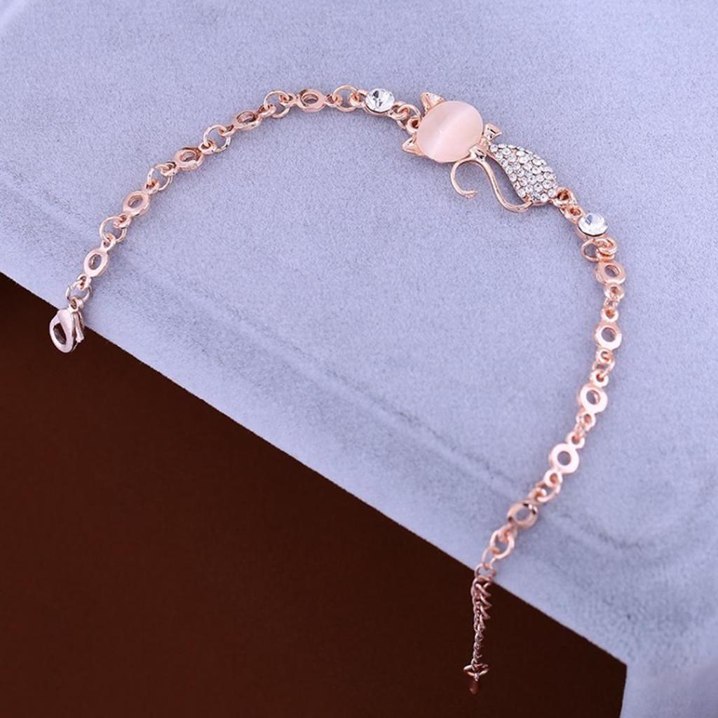 Lovely Cat Opal Rhinestone Bangle Bracelet